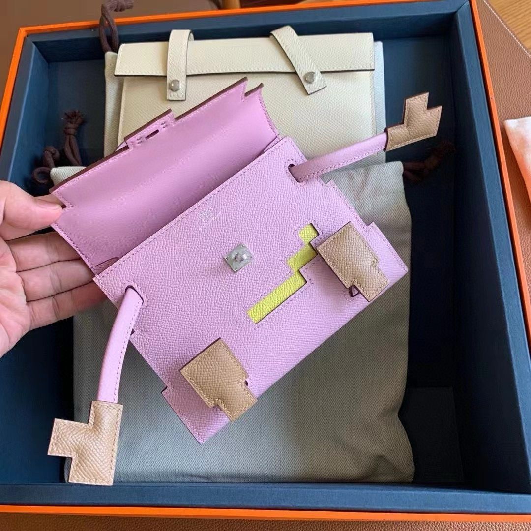 Hermes Kelly Doll Picto Bag in Mauve Sylvestre Epsom Calfskin - Image 7