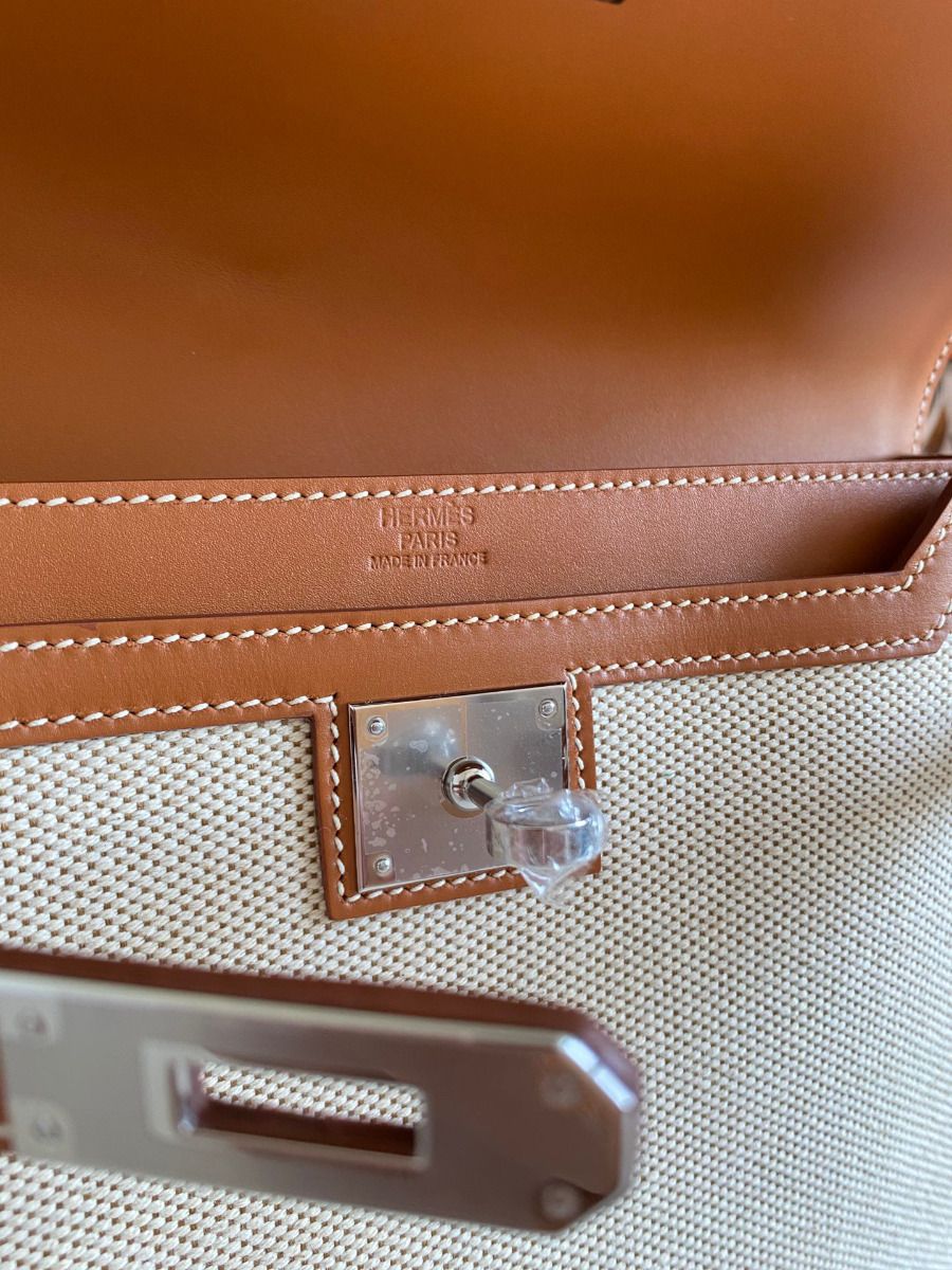 Hermes Kelly Depeches 25 Pouch in Ecru Toile - Image 8