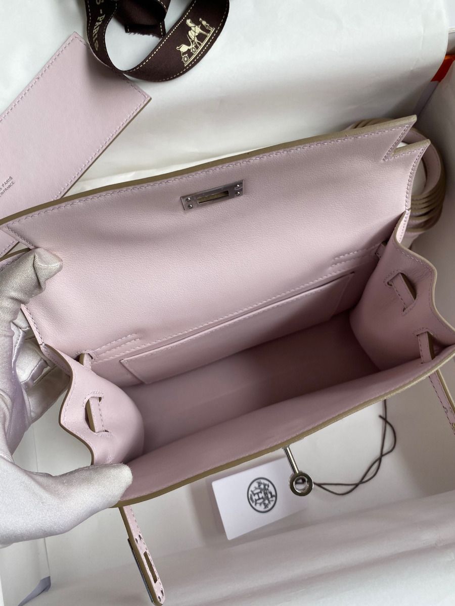 Hermes Kelly Danse II Bag In Mauve Pale Evercolor Calfskin - Image 9