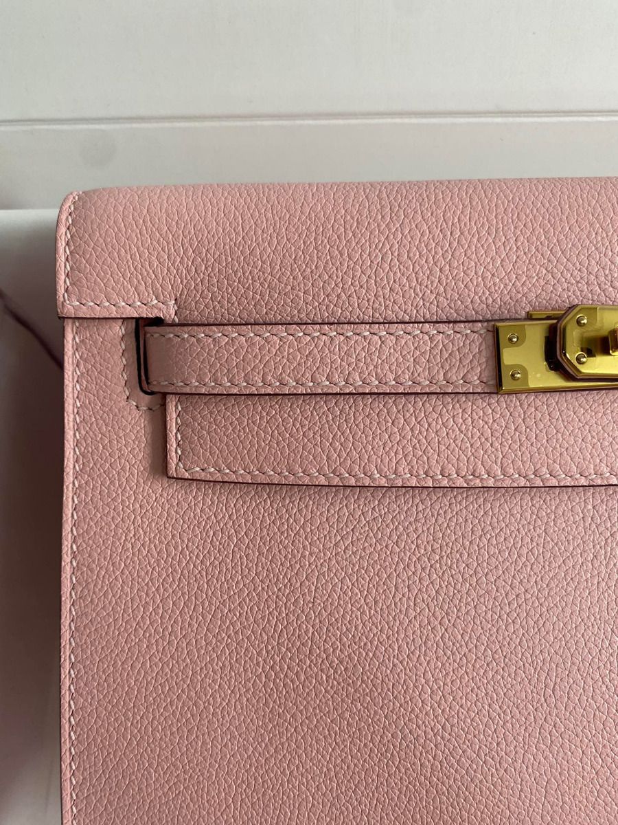 Hermes Kelly Danse II Bag In Rose Sakura Evercolor Calfskin - Image 8