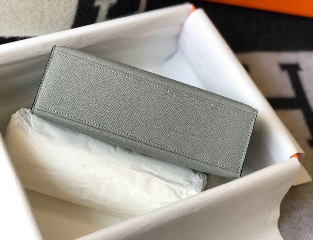 Hermes Kelly Pochette Bag In Blue Glacier Epsom Leather - Image 7