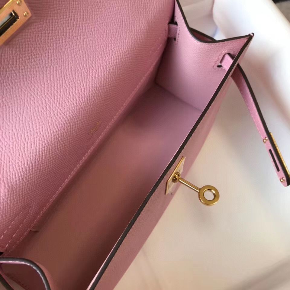Hermes Kelly Pochette Bag In Mauve Sylvestre Epsom Leather - Image 8