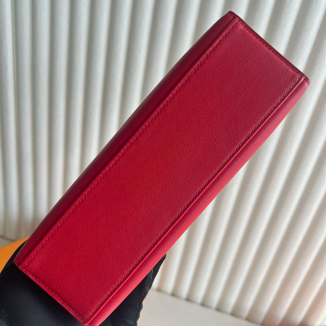 Hermes Kelly Pochette Handmade Bag in Red Swift Calfskin - Image 10