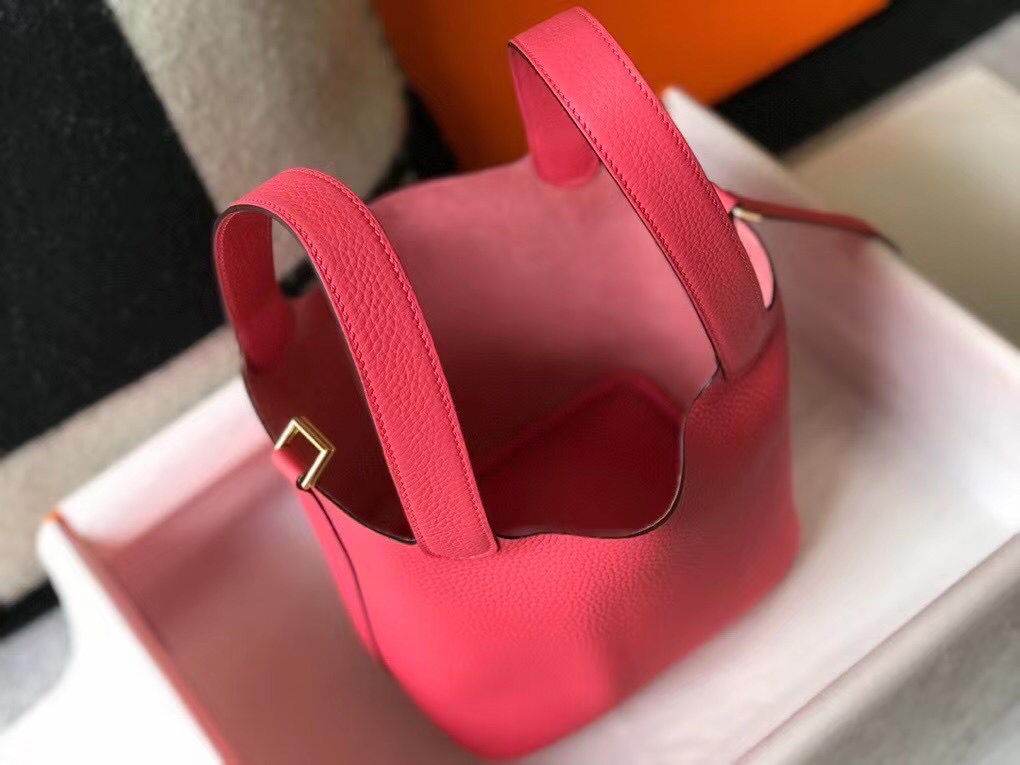 Hermes Picotin Lock 18 Bag In Rose Lipstick Clemence Leather - Image 9