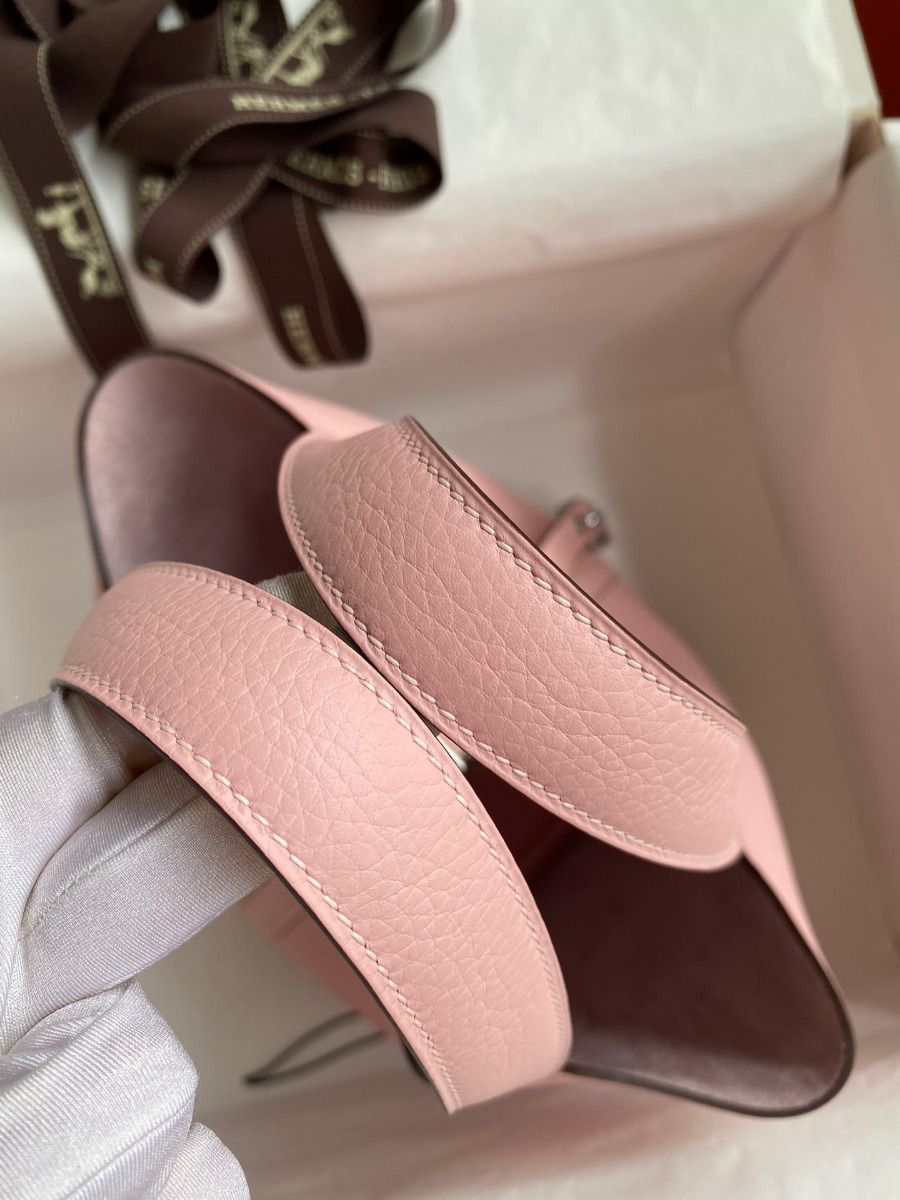 Hermes Picotin Lock 18 Handmade Bag in Rose Sakura Clemence Leather - Image 6