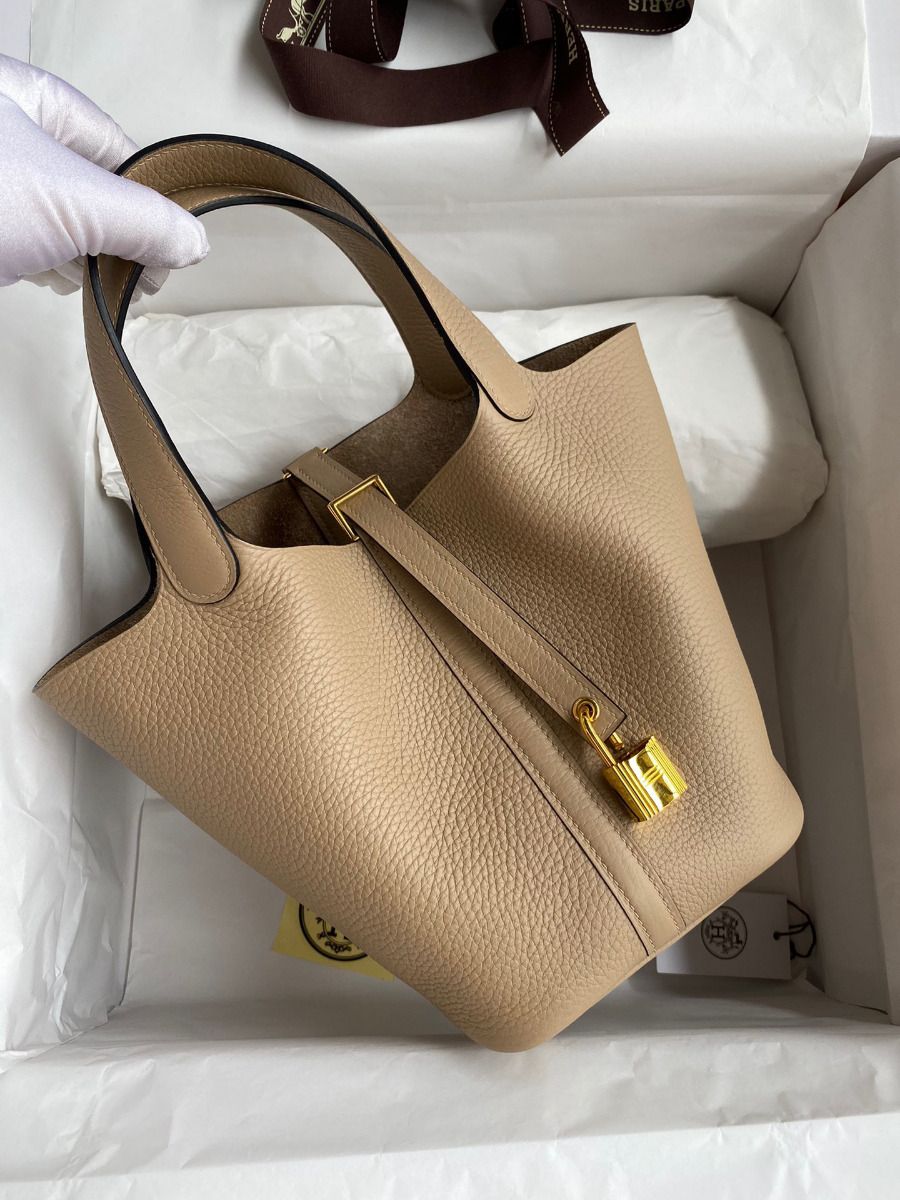 Hermes Picotin Lock 18 Handmade Bag in Trench Clemence Leather - Image 3