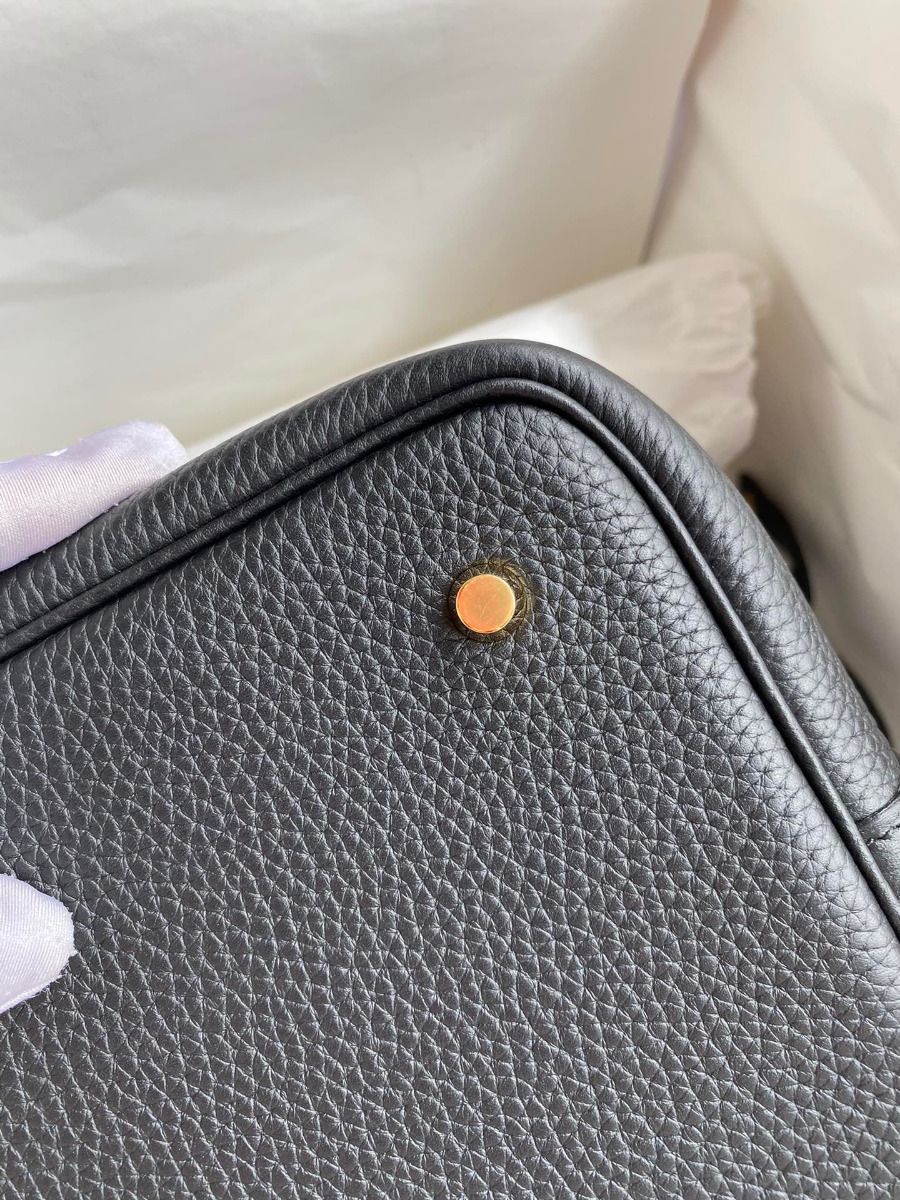 Hermes Picotin Lock 22 Handmade Bag in Black Clemence Leather - Image 9