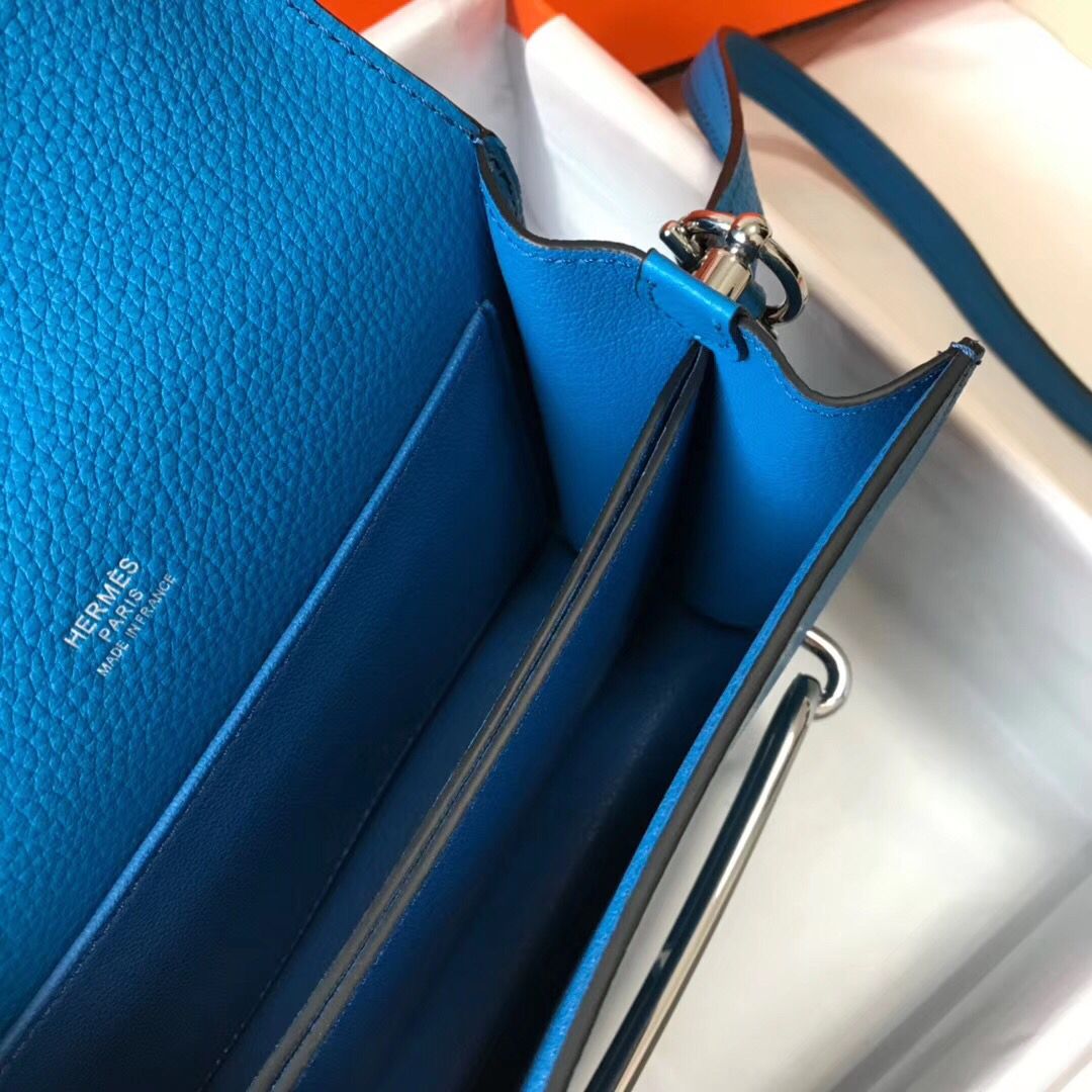 Hermes Mini Sac Roulis 18cm Bag In Blue Hydra Evercolor Calfskin - Image 9