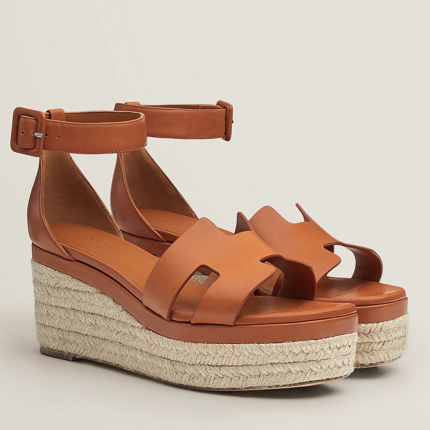 Hermes Elda Espadrilles in Brown Leather