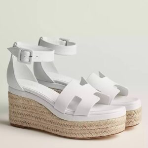 Hermes Elda Espadrilles in White Leather