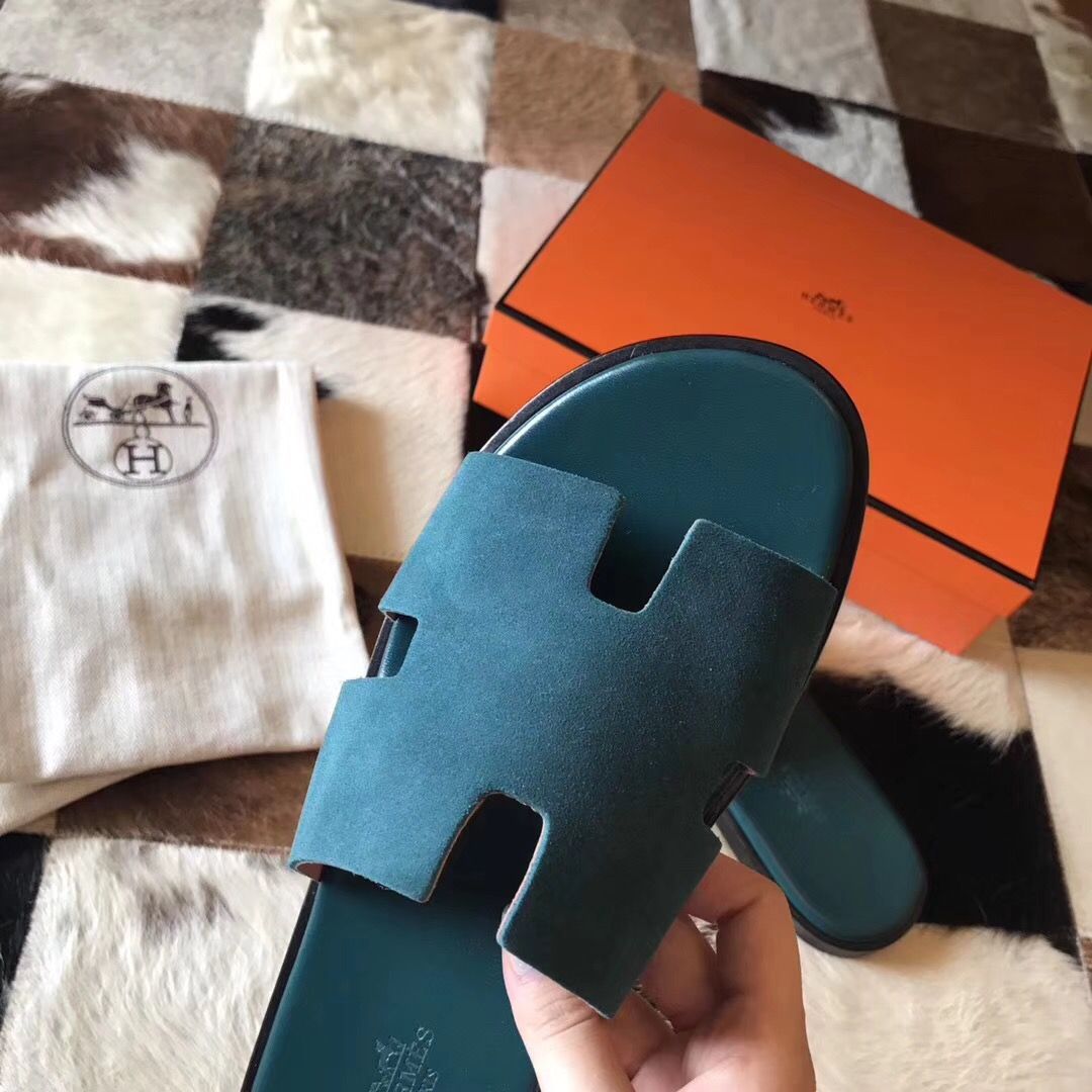 Hermes Izmir Sandals In Green Suede Leather - Image 8