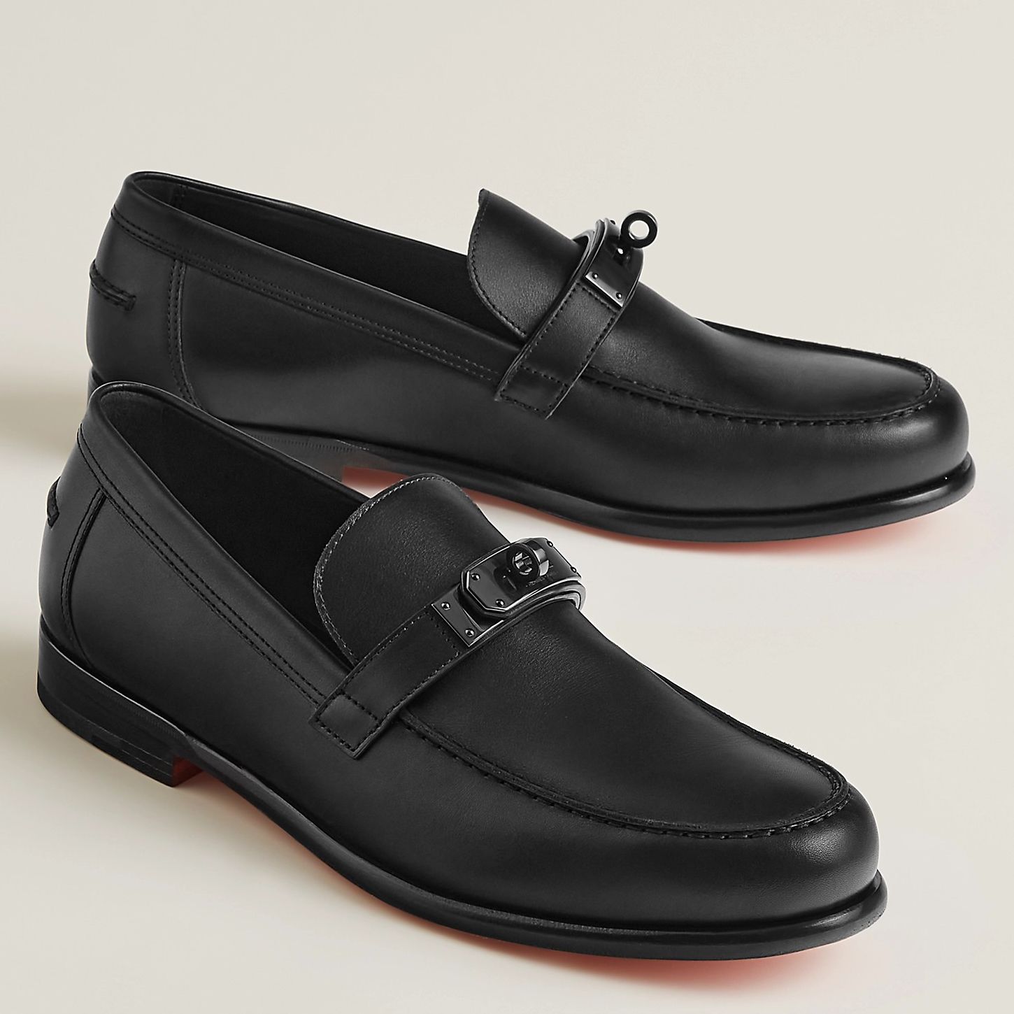 Hermes Men's Destin Loafers in All Black Calfskin