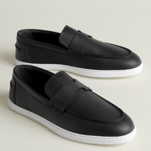 Hermes Men's Job Loafers in Black Taurillon Leather