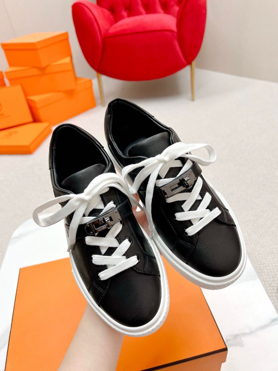 Hermes Men's Day Sneakers in Black Leather - Image 6