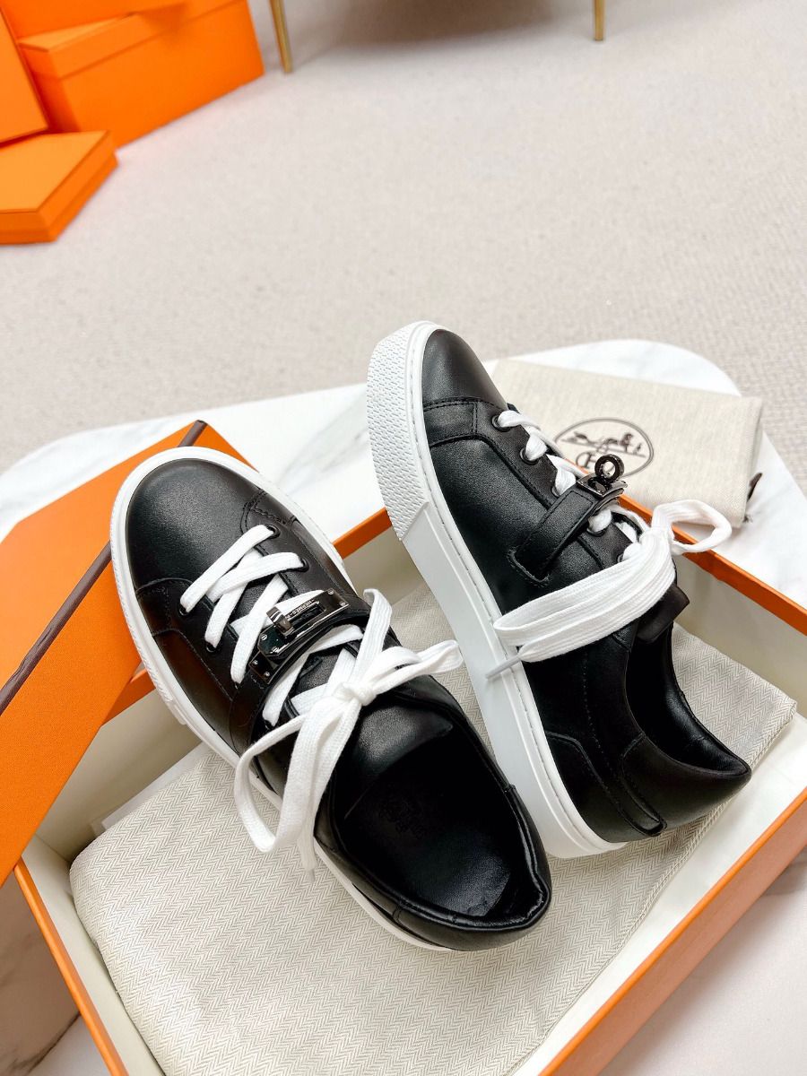 Hermes Men's Day Sneakers in Black Leather - Image 8