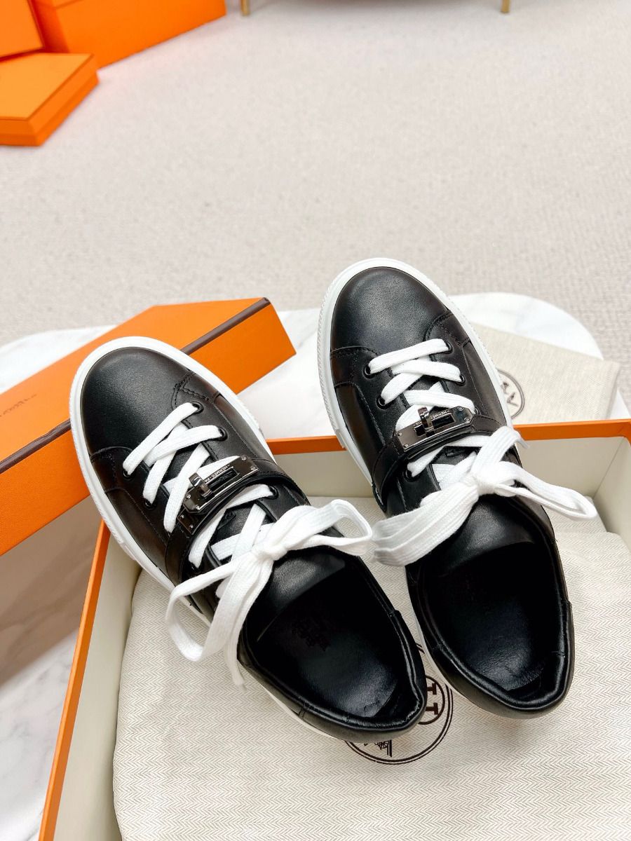 Hermes Men's Day Sneakers in Black Leather - Image 9