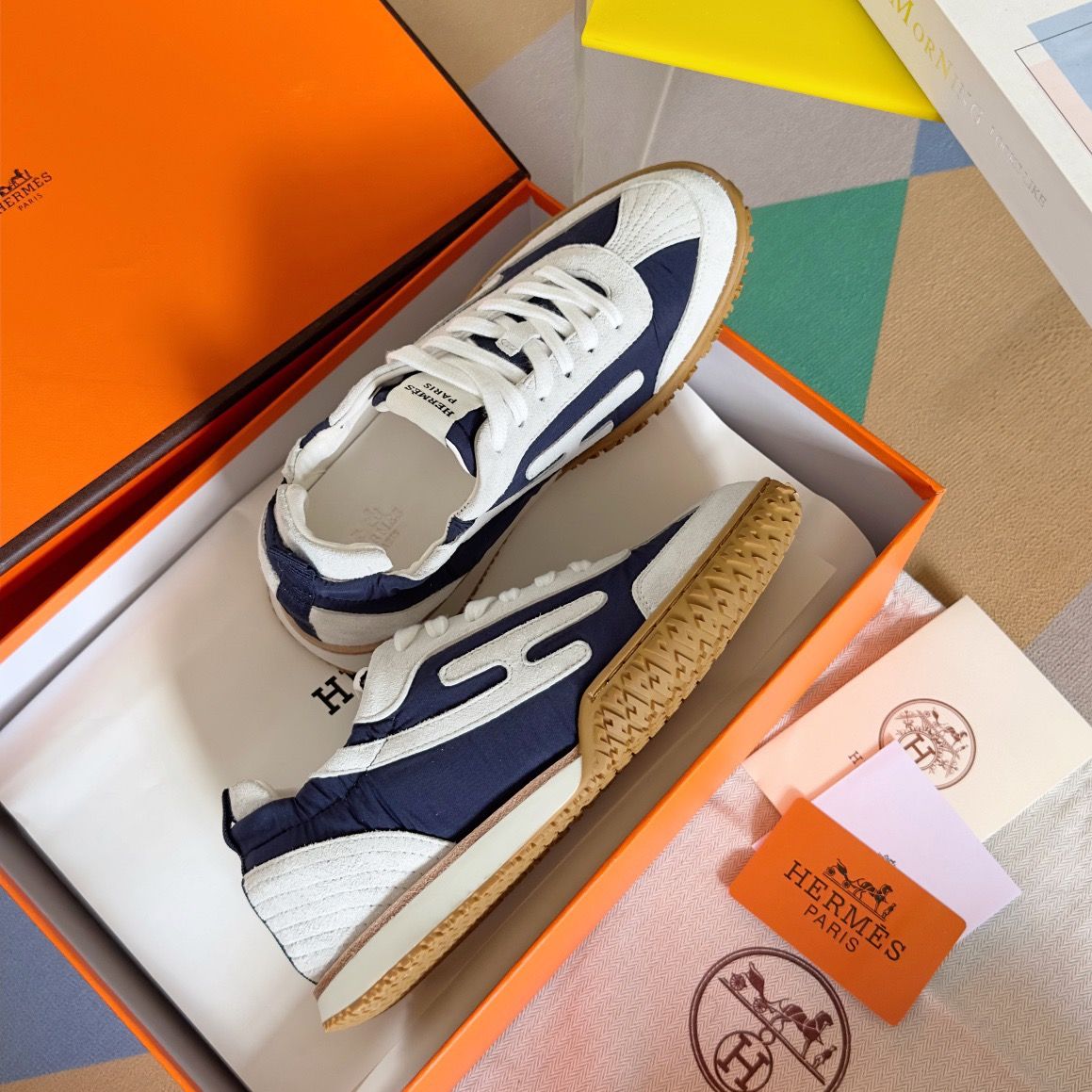 Hermes Men's Jet Sneakers in Blue Technical Canvas - Image 6