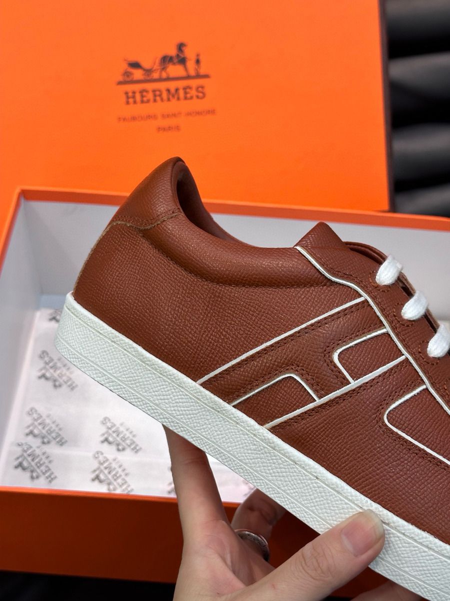 Hermes Boomerang Sneakers In Brown Epsom Calfskin - Image 8