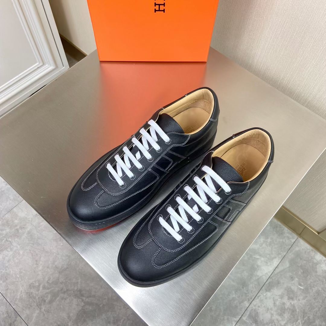 Hermes Boomerang Sneakers In Black Epsom Leather - Image 4