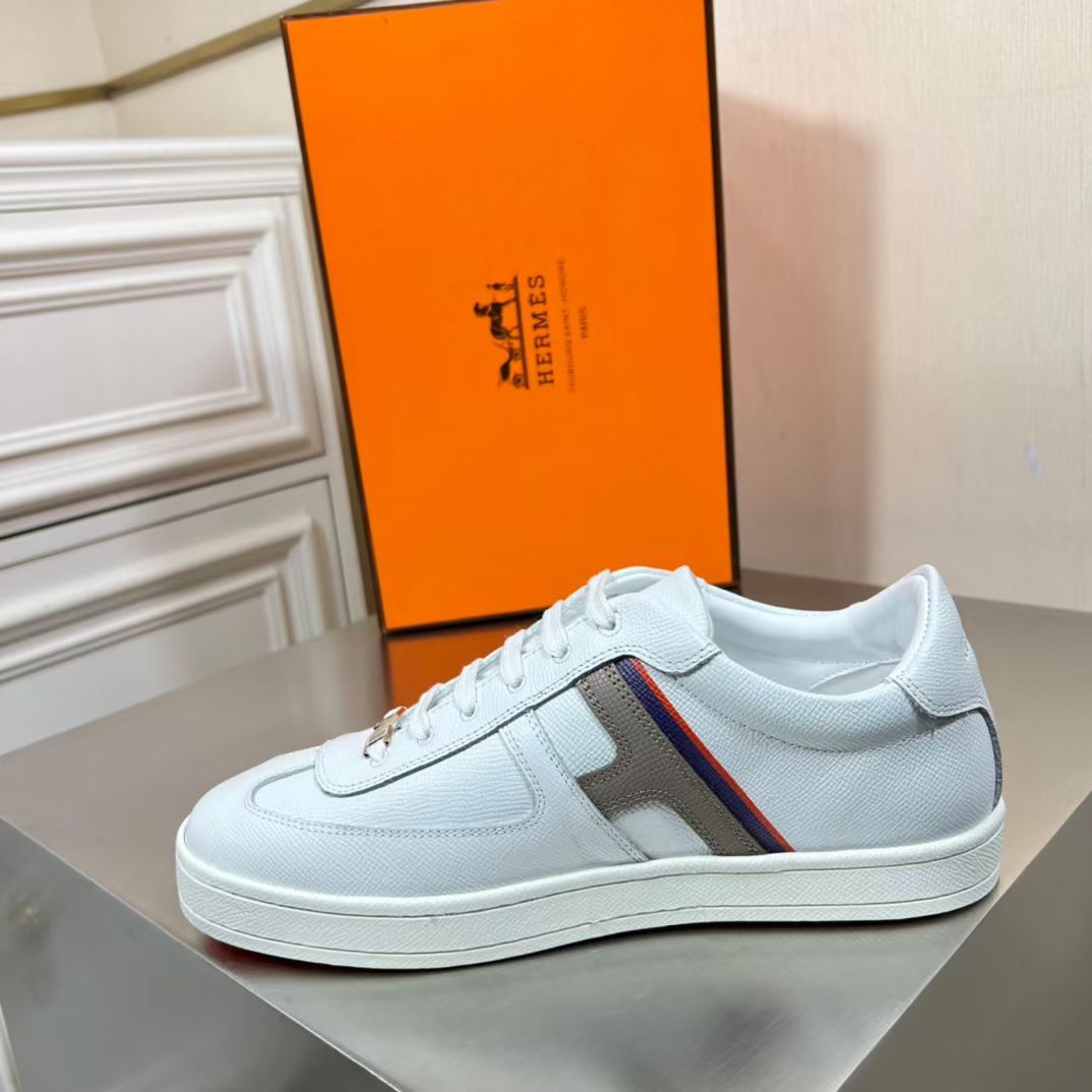 Hermes Boomerang Sneakers In Multicolore White Leather - Image 6