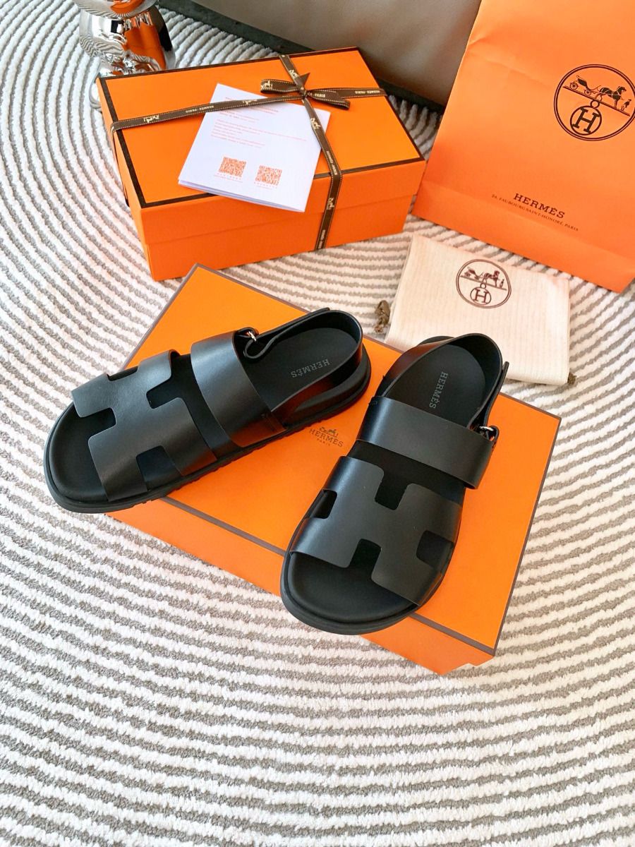 Hermes Men's Genius Sandals In Black Calfskin - Image 5