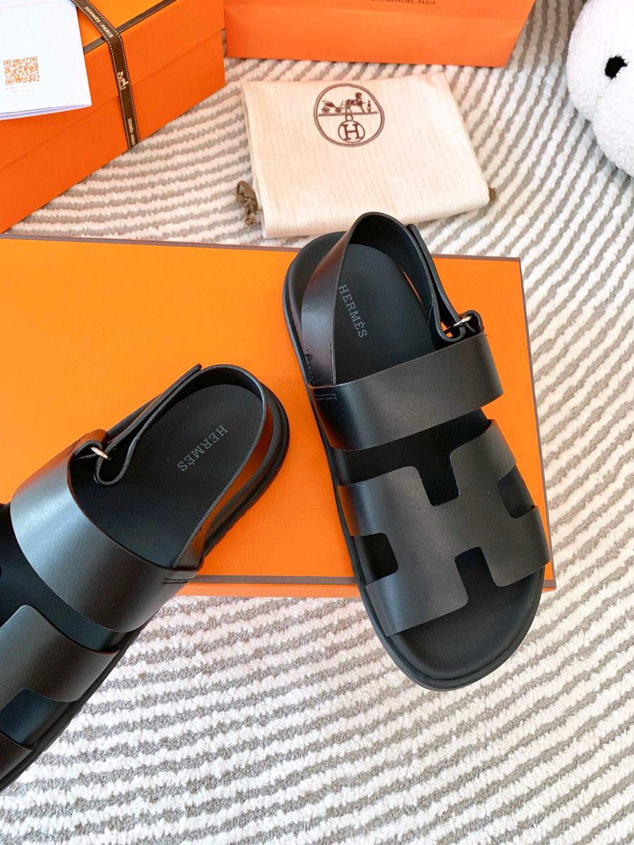 Hermes Men's Genius Sandals In Black Calfskin - Image 6