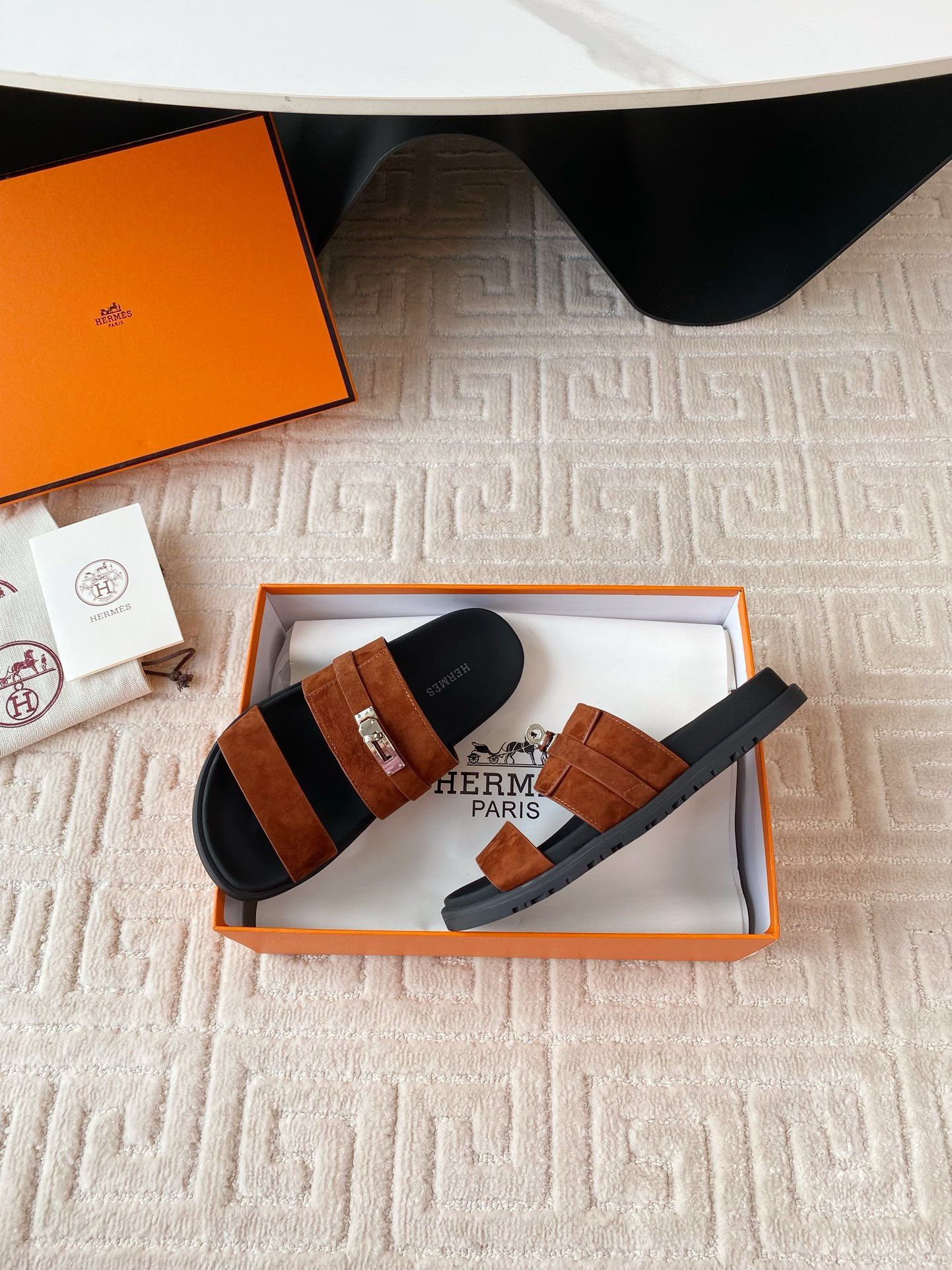 Hermes Men's Jackson Sandal in Brown Suede Leather - Image 6