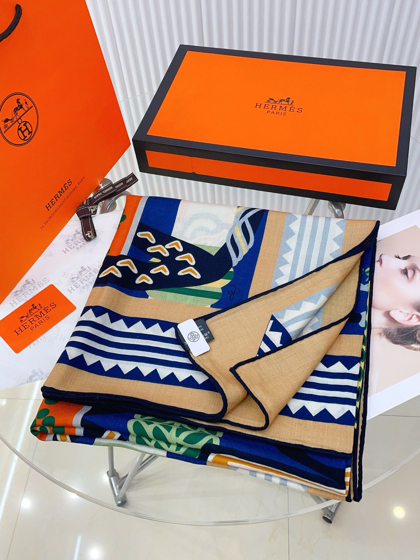 Hermes Multicolore Fantaisie d'Etriers Shawl 140 - Image 4