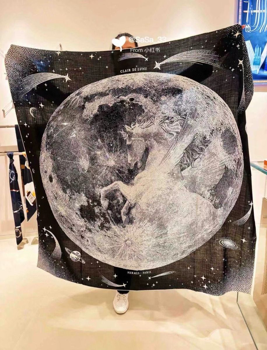 Hermes Black Clair de Lune Shawl 140 - Image 3