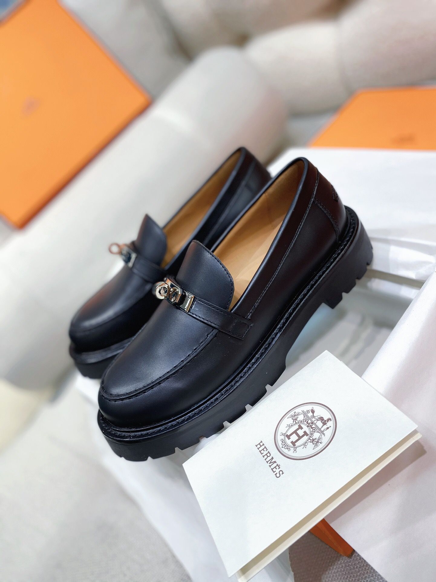 Hermes Women's Icone Loafers in Black Calfskin - Image 5