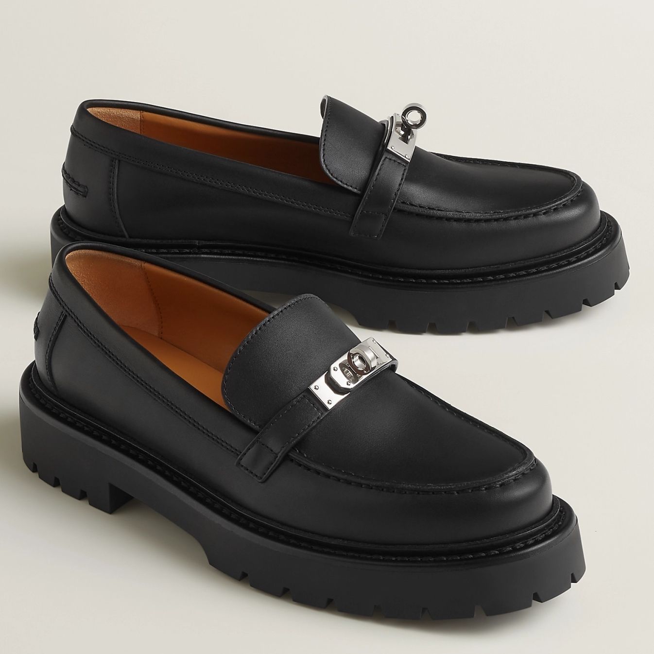Hermes Women's Icone Loafers in Black Calfskin