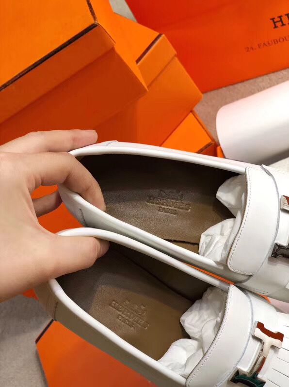 Hermes Royal Loafers In White Calfksin - Image 7