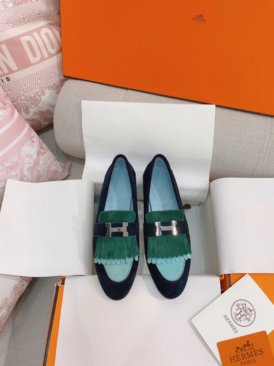 Hermes Women's Royal Loafers in Multicolor Suede Leather - Image 3