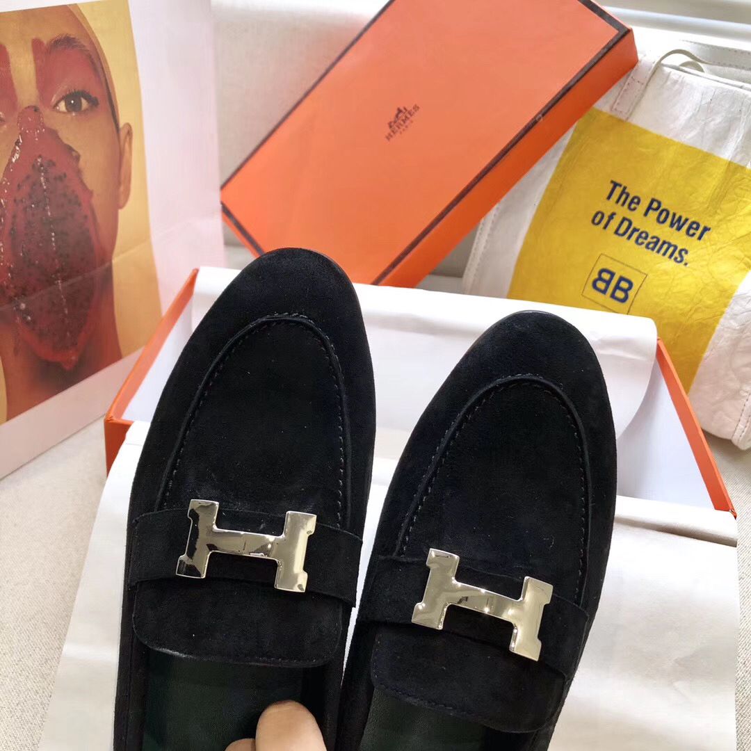 Hermes Paris Loafers In Black Velvet - Image 7