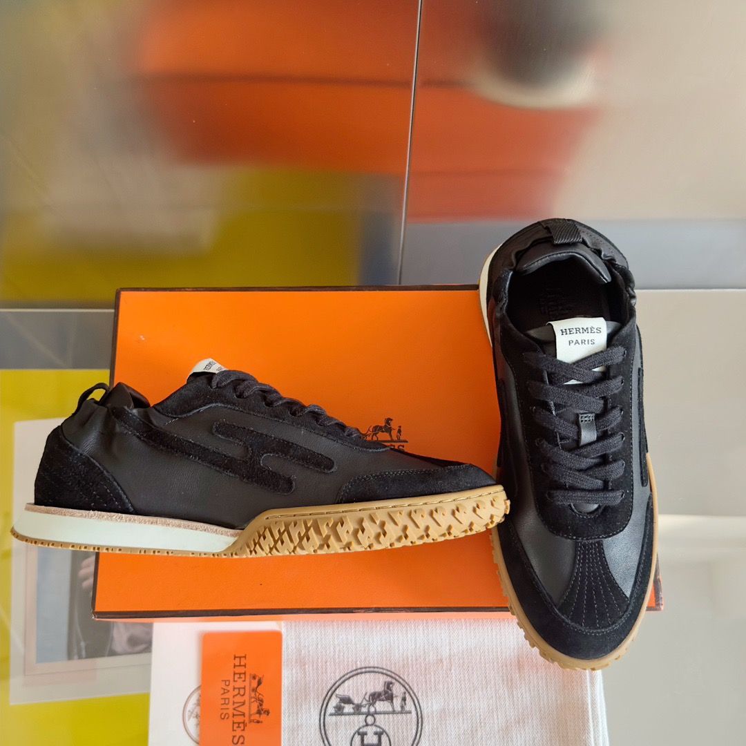 Hermes Women's Jet Sneakers in Black Nappa Leather - Image 4