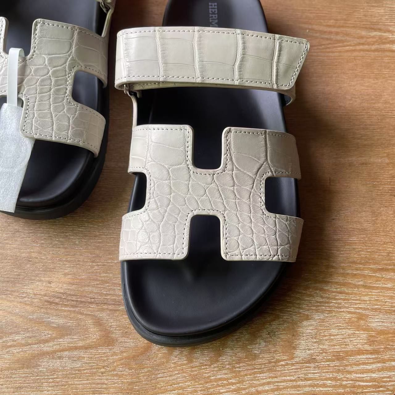 Hermes Women's Chypre Sandals in Beton Matte Alligator - Image 3