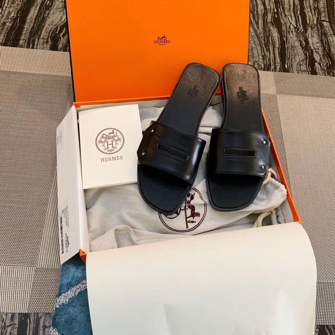 Hermes View Sandals In Black Calfskin leather - Image 4