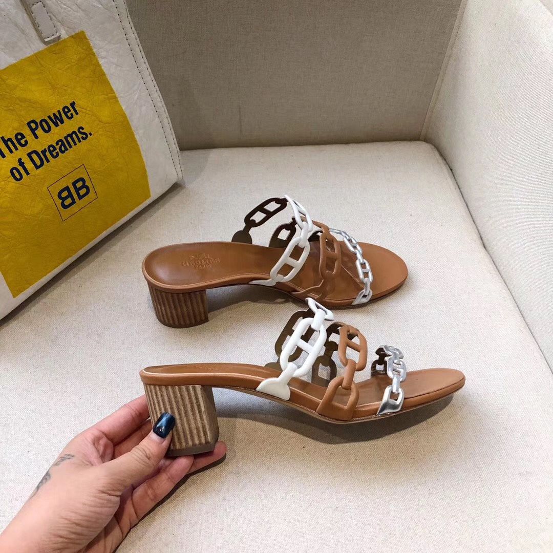 Hermes Tandem Sandals In Multicolour Lambskin - Image 5