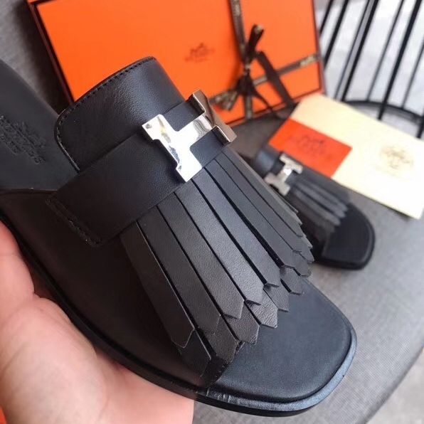 Hermes Auteuil Sandals In Black Calfskin - Image 6