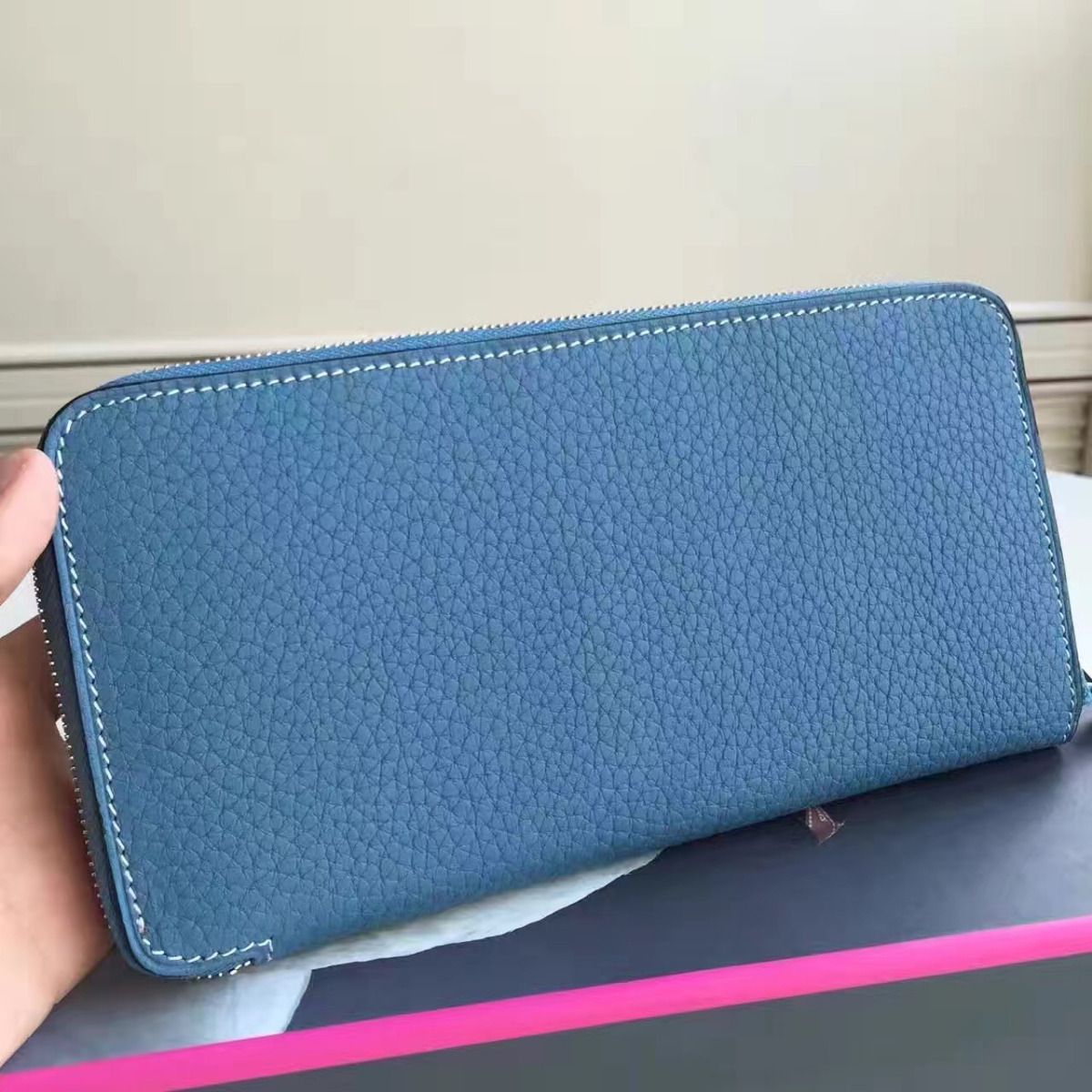 Hermes Blue Jean Azap Zipped Wallet - Image 3