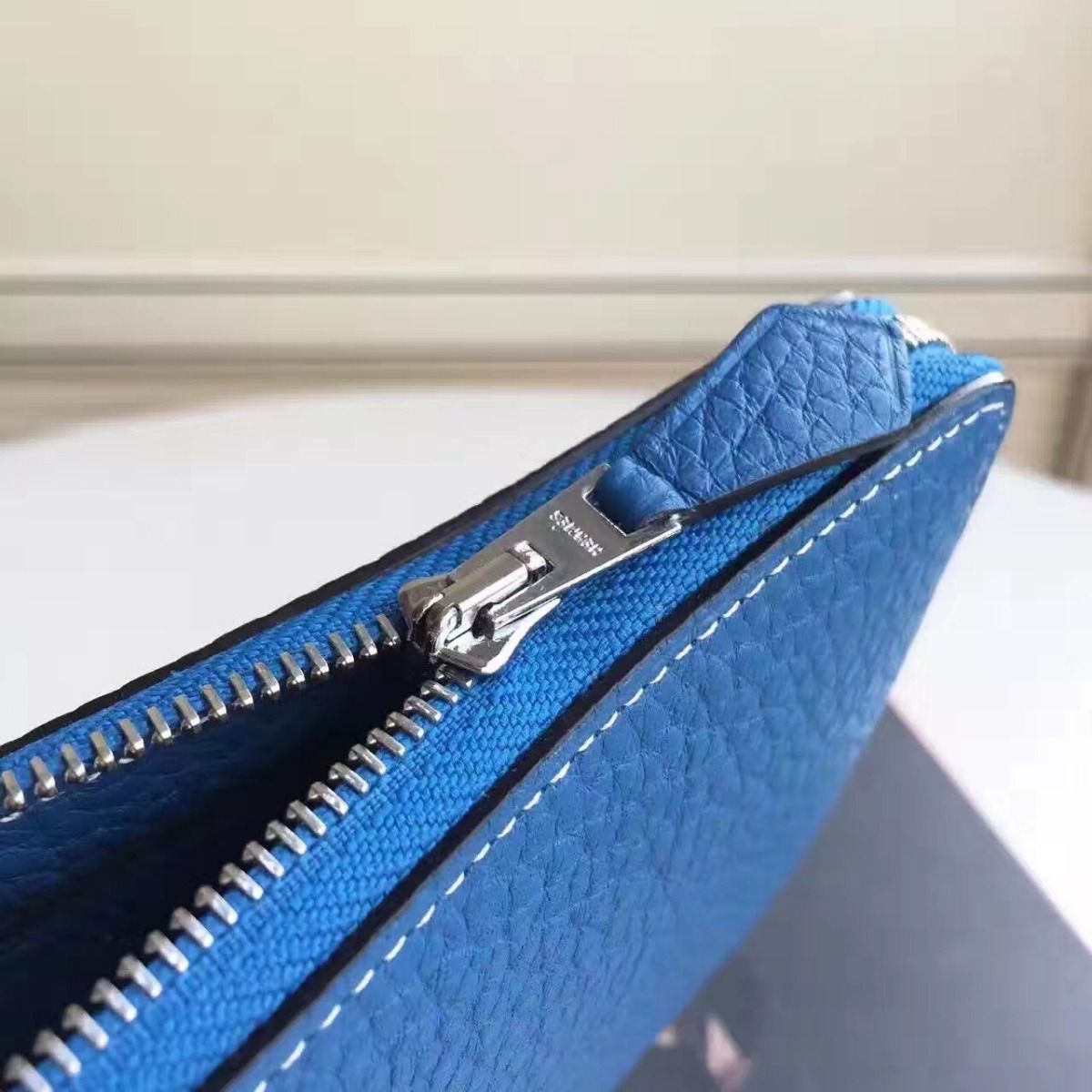 Hermes Blue Clemence Azap Zipped Wallet - Image 5