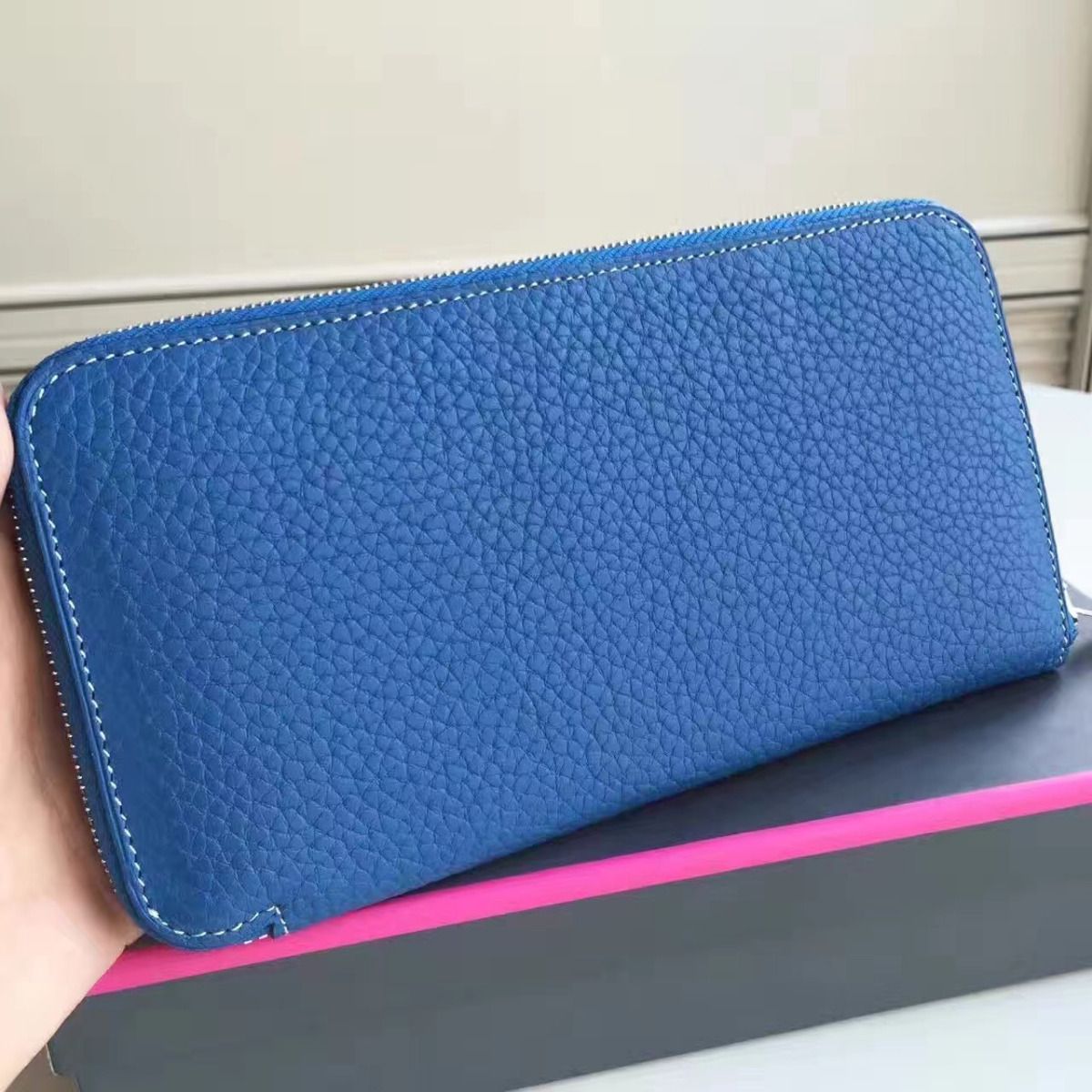 Hermes Blue Clemence Azap Zipped Wallet - Image 6