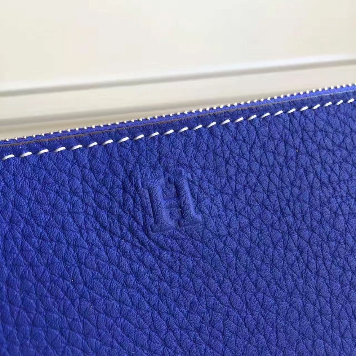 Hermes Blue Electric Clemence Azap Zipped Wallet - Image 6