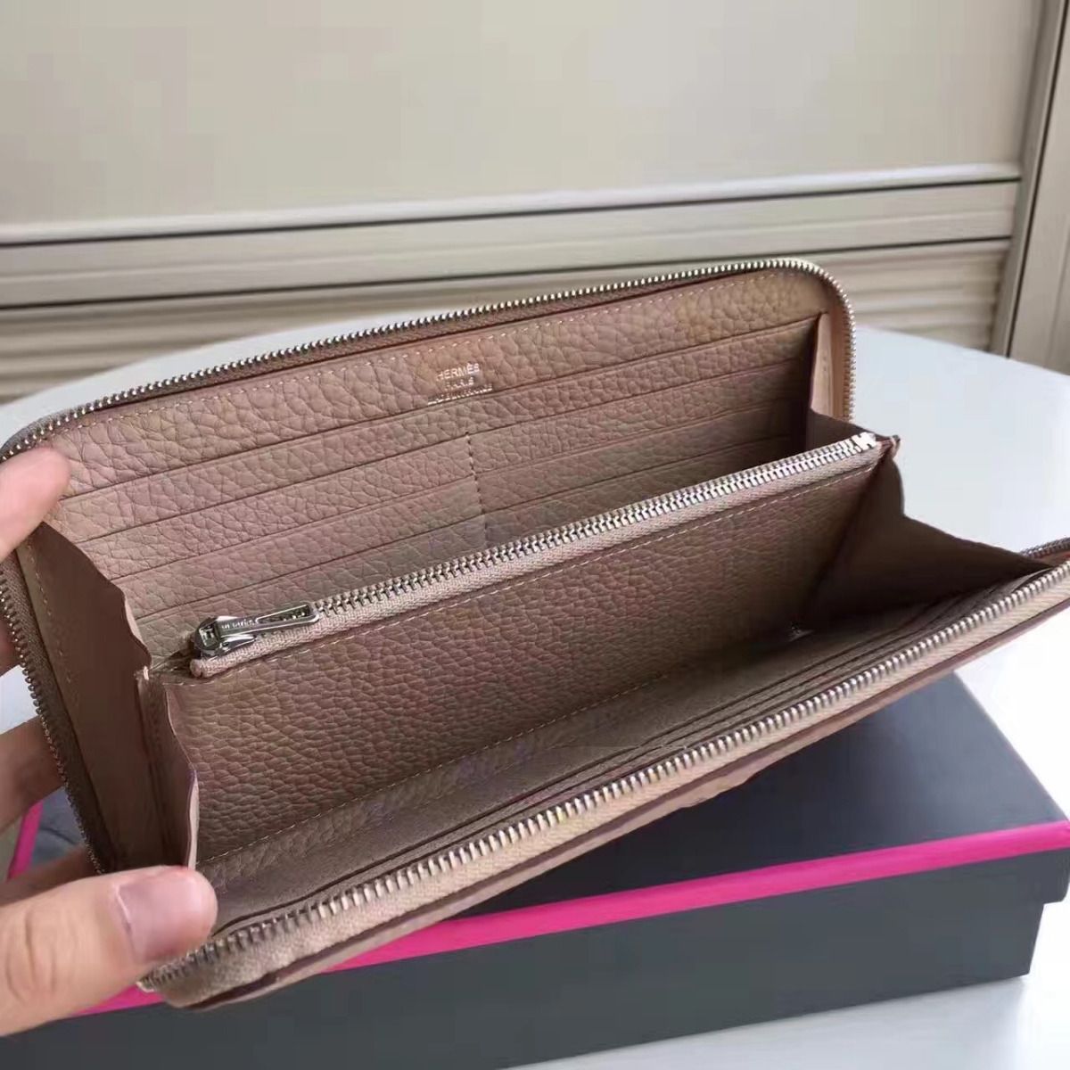 Hermes Grey Clemence Azap Zipped Wallet - Image 7