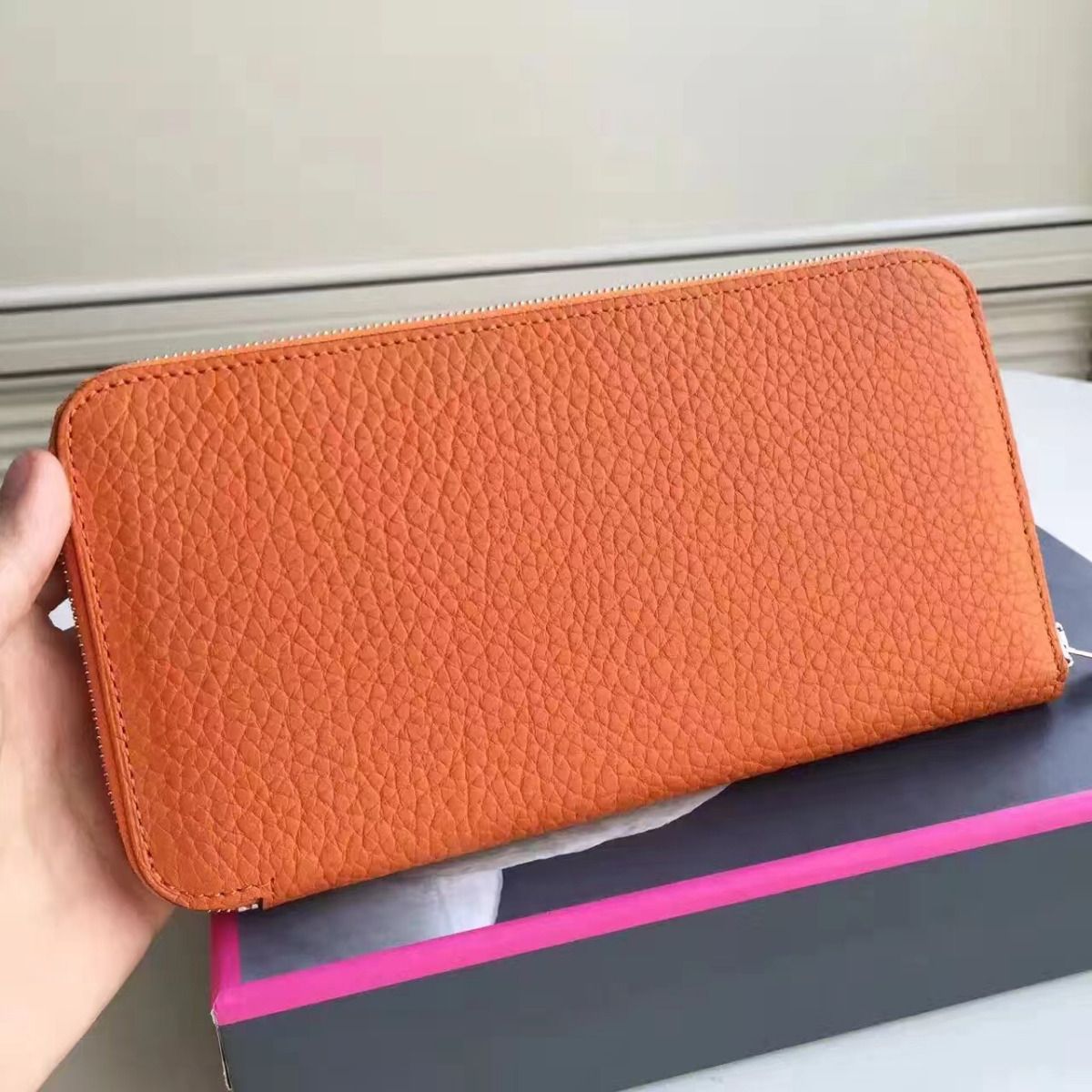Hermes Orange Clemence Azap Zipped Wallet - Image 3