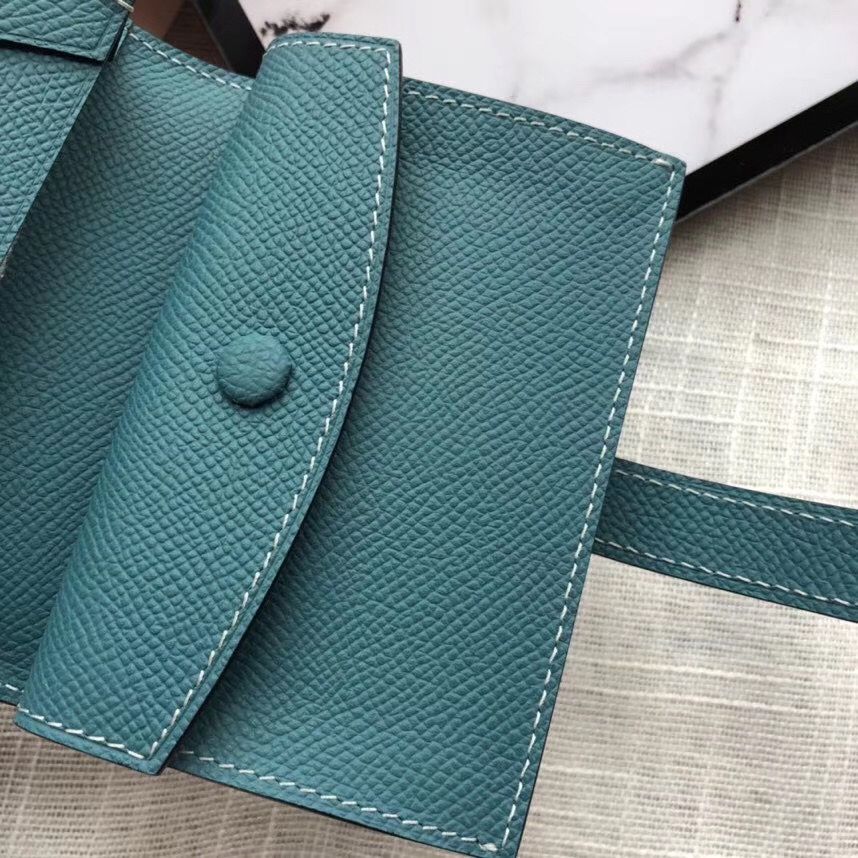 Hermes Bearn Mini Wallet In Blue Jean Epsom Leather - Image 5