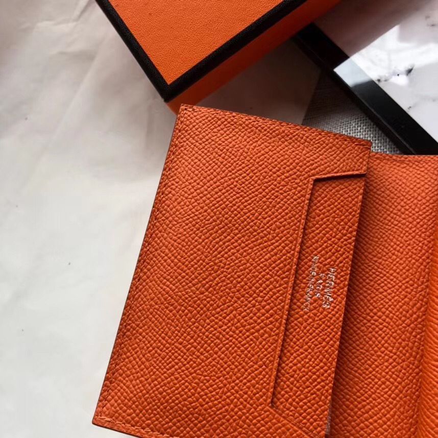 Hermes Bearn Mini Wallet In Orange Epsom Leather - Image 5