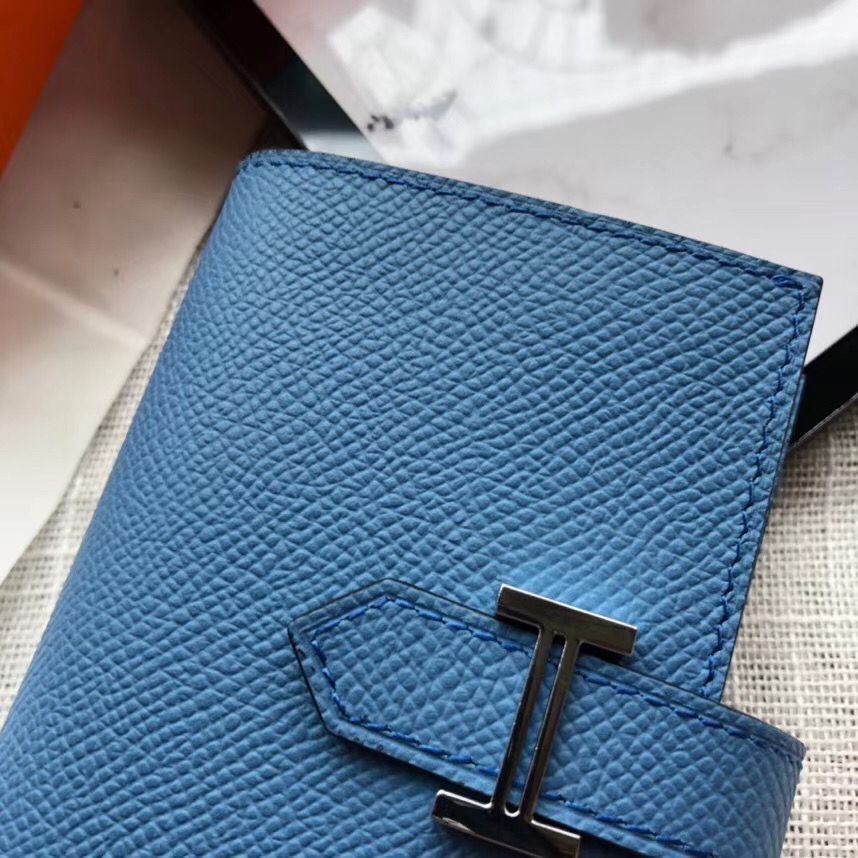 Hermes Bearn Mini Wallet In Sky Blue Epsom Leather - Image 3
