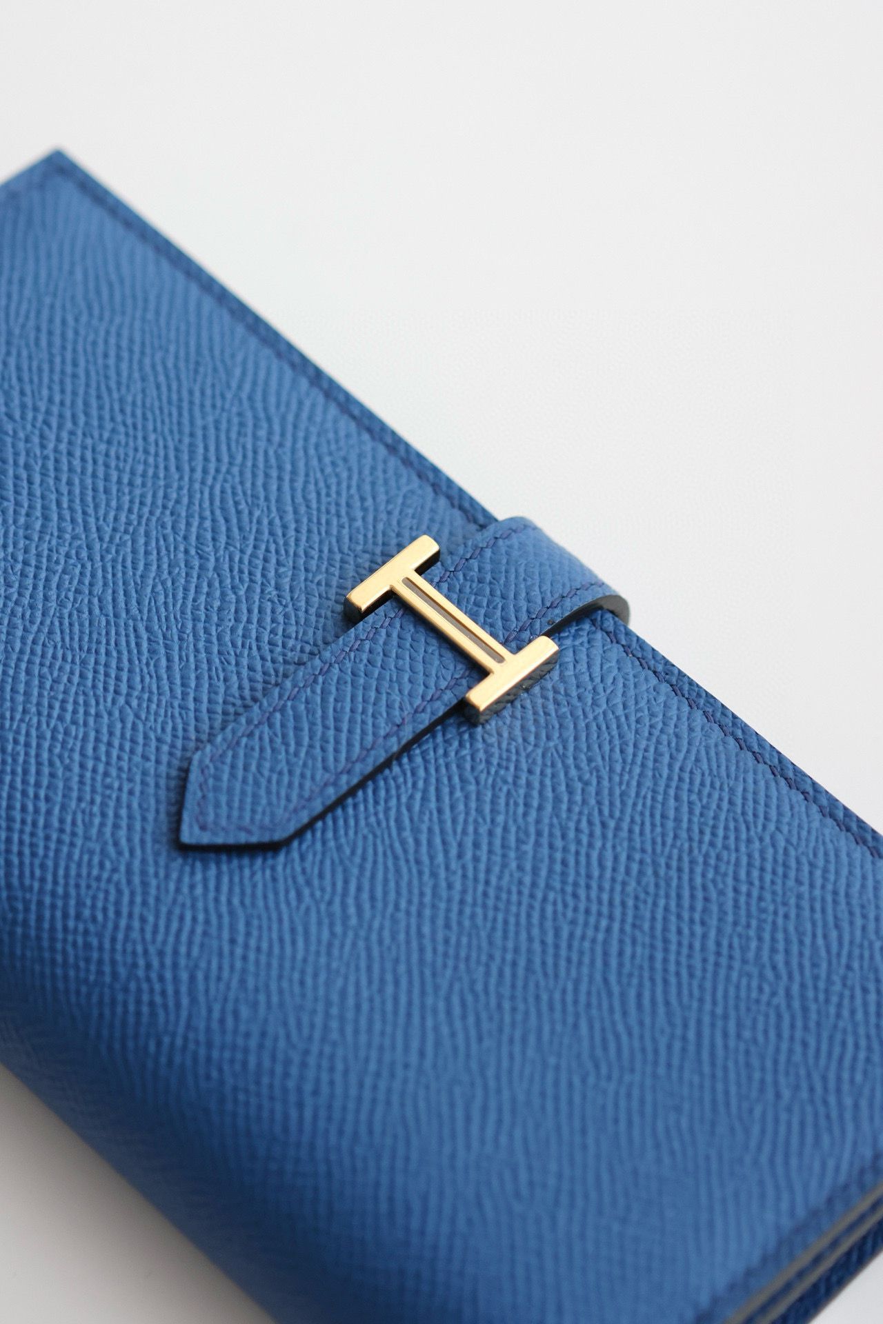 Hermes Bearn Long Handmade Wallet in Blue France Epsom Calfskin - Image 3