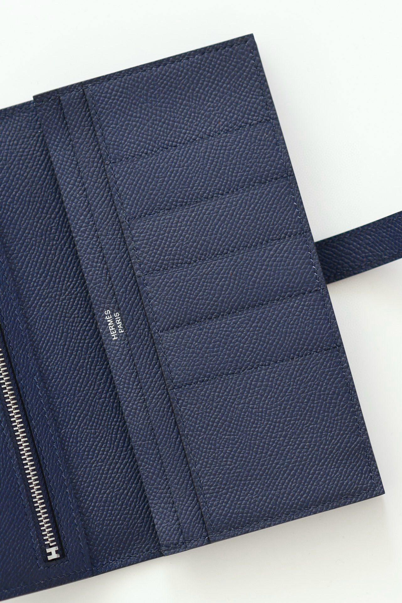 Hermes Bearn Long Handmade Wallet in Blue Saphir Epsom Calfskin - Image 6